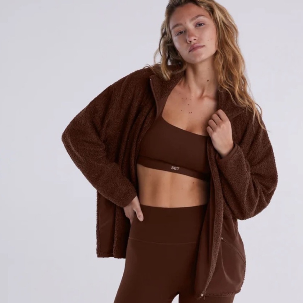 Set Active zip jacket fleece brown